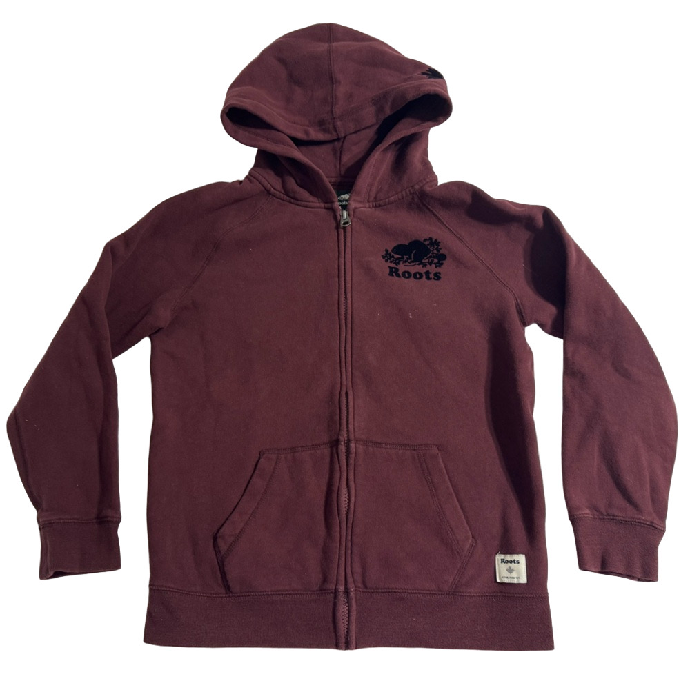 Roots Kids XL 11-12 Years Burgundy Zippered Zip Up Hoodie Unisex